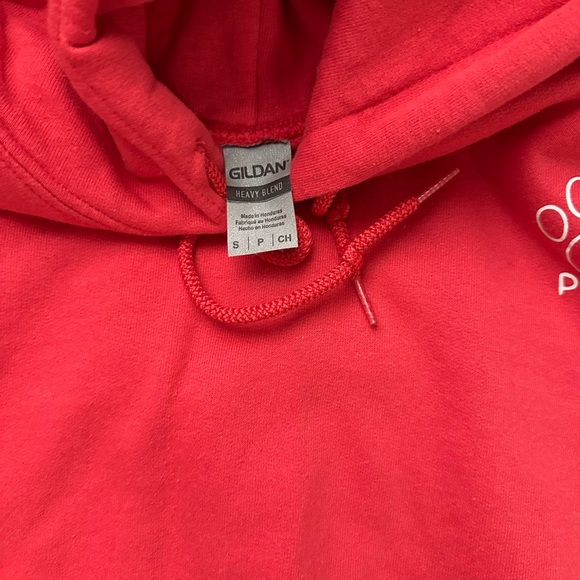 Gildan Red Kids Hoodie with Leaf Paw Print - Picture 2 of 3